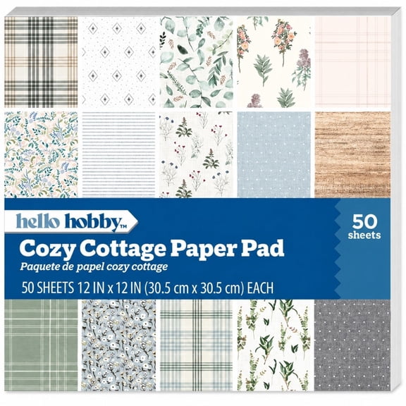 Roobee by Mara Mi White Cottage Paper Pad 50 Sheets, 25 Designs