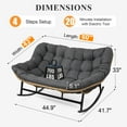 thumbnail image 4 of RADIATA 2 Person Indoor Papasan Rocking Chair with Cushion, Oversized Double Recliner Rocker,loveseat for Living Room, Bedroom, or Study Room，Gray, 4 of 8
