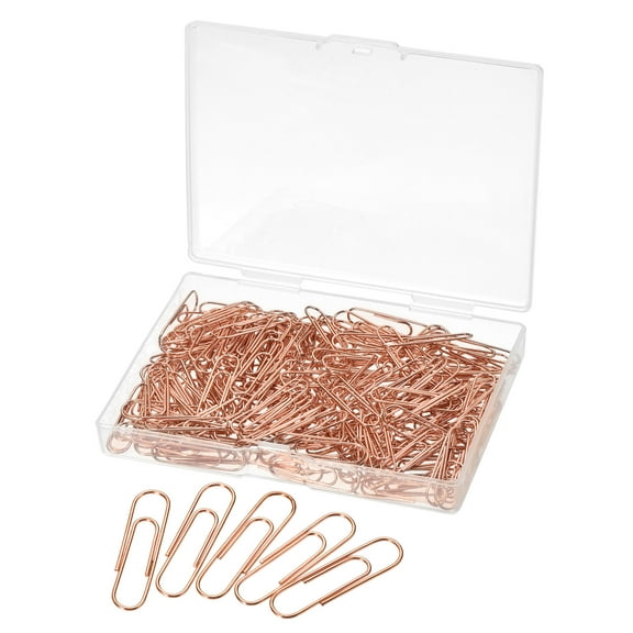Uxcell 1.1 Inch Nickel Plated Paper Clips Rose Gold with Box for Office Home 200 Pack