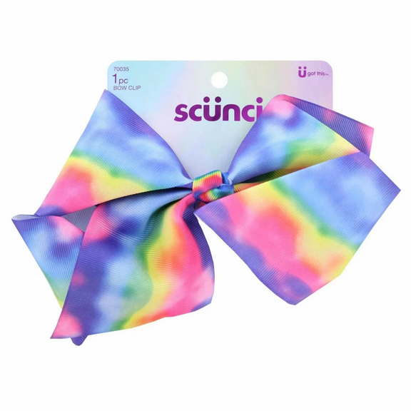 Hair Bow Clip in Rainbow, Oversized Tie Dye Hair Accessory for Girls, Women, Secure Sturdy Clip, Fun Colorful Design, Perfect for Everyday Hairstyles, Special Occasions, All Hair Types, Mix