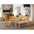 thumbnail image 4 of East West Furniture  5 Piece Dining Table Set- a Rectangle Kitchen Table and 2 Modern Chairs with 2 Benches, Oak (Seat Options) CAAN5C-OAK-W, 4 of 5