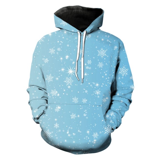 Sudadera con capucha de copos de nieve de invierno para hombre, de gran tamaño, divertida, con estampado 3D, informal, estilo hip hop, unisex, para adolescentes y primavera