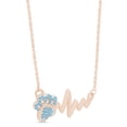 thumbnail image 3 of AFFY Round Cut Simulated Birthstone Paw & Heartbeat Pendant Necklace In 14K Rose Gold Over Sterling Silver By, 3 of 7