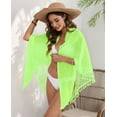 thumbnail image 5 of Boho Beach Cover Ups for Women Sarong Coverups Sheer Bikini Chiffon Wraps Skirts for Swimwear Bright Green One size, 5 of 8