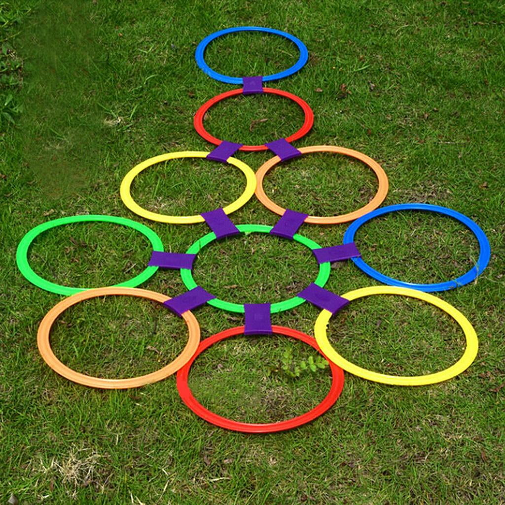 LeeQinersw 15.5 Inch Diameter 10 Rings And 10 Pliers Hopscotch Games Indoor / Outdoor Set