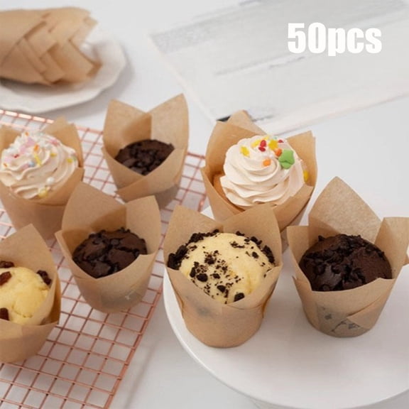Horivan 50PCS Muffin Liners, Oil Proof Baking Cups for Cupcakes, Standard 2 Inch Paper Liners, Non Stick Easy Release for Home Baking, Party Supplies