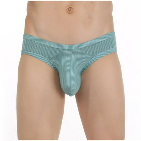 

YWDJ Underwear Men Men Underwear Half Exposed Buttocks Briefs Striped Mesh Breathable Low Waist Green S