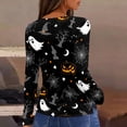 thumbnail image 4 of Garbnen S-5XL Long Sleeve Halloween Shirts for Women Funny Pumpkin Ghost Cat Women's Graphic T Shirts Plus Size Holiday Womens Pullover Tops Black XXXL, 4 of 7