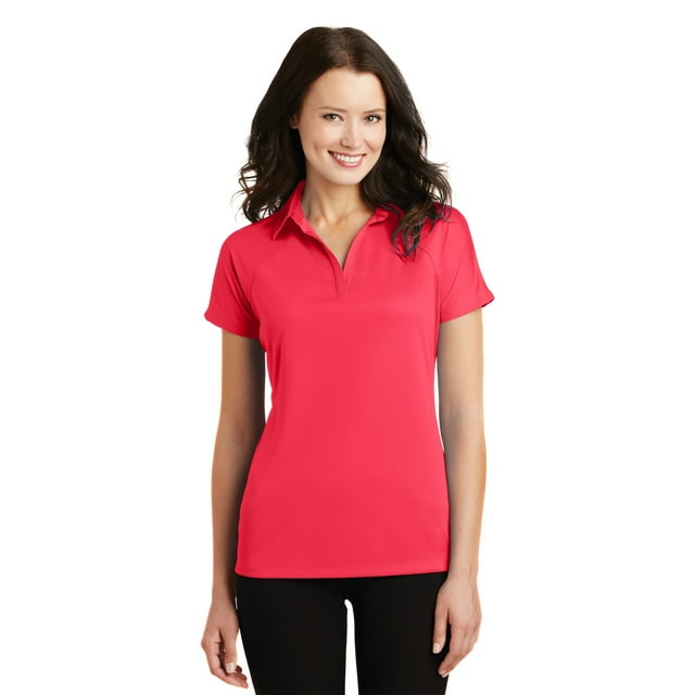 Port Authority Crossover Raglan Polo para mujer L575 Hibiscus Pink XS Autoridad Portuaria L575