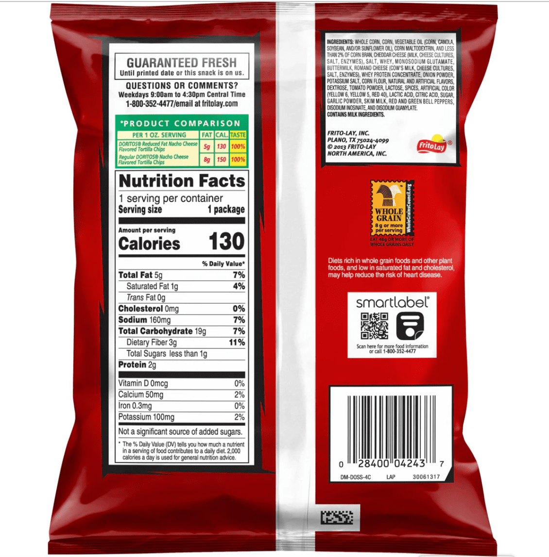 Doritos Nacho Reduced Fat Tortilla Chips, 1 oz Bags, Pack of 16, Bundled By Shoppyway
