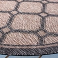 thumbnail image 3 of SAFAVIEH Courtyard Fisher Geometric Quatrefoil Indoor/Outdoor Area Rug, 6'7" x 6'7" Round, Natural/Black, 3 of 12