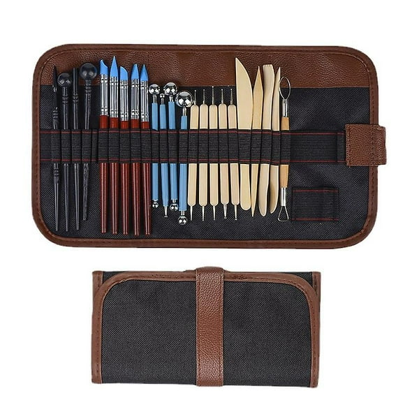 Clay Sculpting Art Tools Kit 24 Pcs Pottery Clay Sculpting Tools With A Storage Bag Ball Stylus Dotting Tools Ceramic Clay Tools Set For Engraving Emb