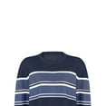 thumbnail image 5 of Gzhioc Women's Casual Round Neck Sweaters, Long Sleeve Striped Print Contrast Color Loose Knit Pullovers, 5 of 7