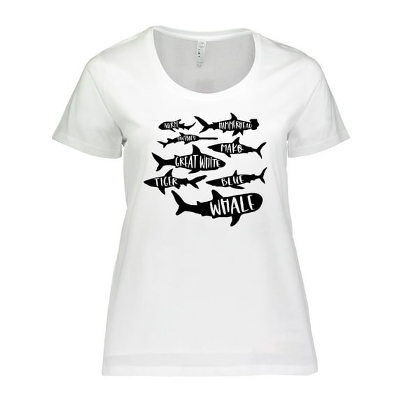 Inktastic Types of Sharks Women's Plus Size T-Shirt