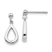 Sterling Silver White Ice Diamond Earrings 19x9 mm (0.01 cttw, I1-I3 Clarity, I-J Color)