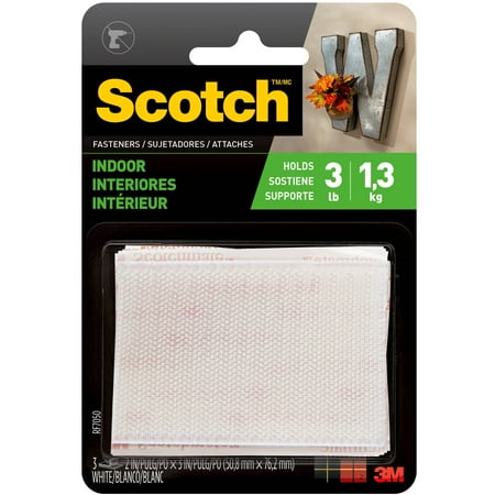 Scotch 2"x3" Indoor White Fasteners, 3 Count