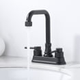 thumbnail image 4 of Wowow 4 in. Centerset Double Handle High Arc Bathroom Faucet with Drain Kit Included in Matte Black, 4 of 8