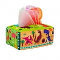 thumbnail image 1 of Juguete de caja de pañuelos para bebés con 10 bufandas de colores, juguetes suaves de alto contraste para bebés, juguetes sensoriales educativos de Dinosaurio SM SunniMix juego sensorial, 1 of 8