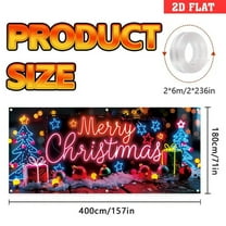 Virelaxpo Fluorescent Christmas Garage Door Cover with UV Light Effects - Heavy-Duty PVC Background for Holiday Decoration and Party Setup