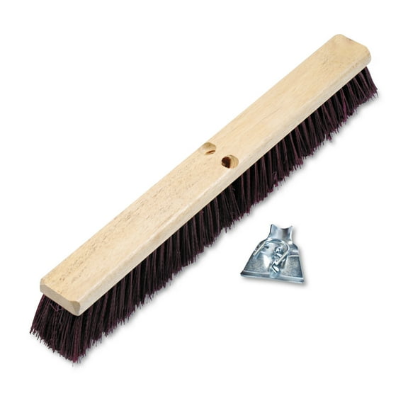 Floor Brush Head, 3.25" Maroon Stiff Polypropylene Bristles, 24" Brush | Bundle of 5 Each