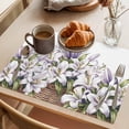 thumbnail image 3 of Placemat Set of 4 White Purple Lily Floral Placemats for Dining Table Vintage Flowers Washable Table Mats for Kitchen and Party Decor Indoor & Outdoor Use, 3 of 8