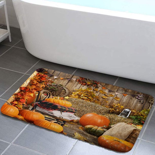 Fall Pumpkin Bathroom Rugs, Fall Autumn Bathroom Rug Autumn Maple Kitchen Rugs Fall Bathroom