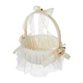 thumbnail image 1 of Canasta de bodas, canasta de niñas de bodas, cesta de almacenamiento de Bownot Satin Flower Basket para boda, pieza central, 1 of 9