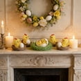 thumbnail image 2 of Cute Easter Chicks Figurines Set, Mini Yellow Chicken Decorations with Eggs & Nest Accents, Spring Tabletop Ornaments for Home & Party, 2 of 6