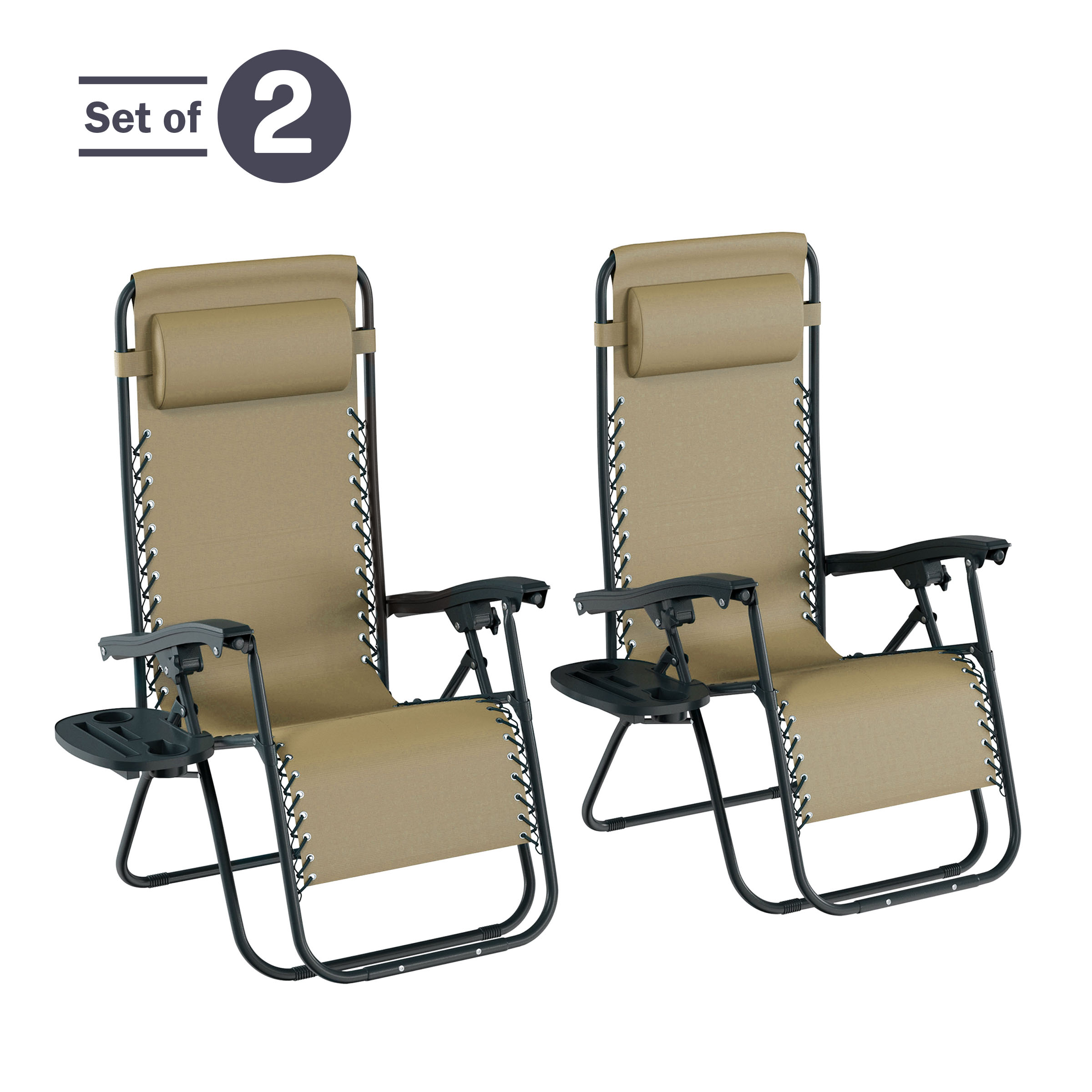 Lavish Home Zero Gravity Lounge Chairs, Set of 2 Folding Recliners