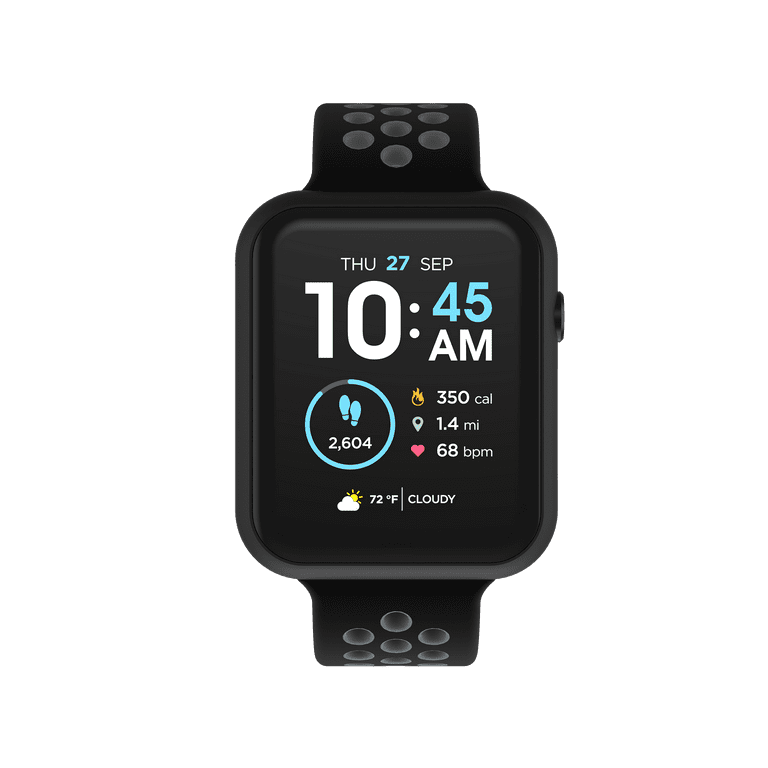 iTech Fusion 3 Unisex Adult Rectangular Smart Watch, Black/Grey