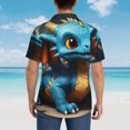 thumbnail image 4 of Fotbe Adorable Blue Baby Dragon Camisa Hawaiana para Hombre Unisex – Camisa Casual de Verano con Botones de Manga Corta de Algodón y Lino,Small, 4 of 7