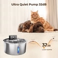 thumbnail image 4 of Wireless Stainless Steel Pet Water Fountain, 3.2L/108oz Automatic Cordless Water Dispenser with 3 Smart Modes, Ultra Quiet Pump, Rechargeable Battery, Multi-Filtration for Cats & Dogs, 4 of 7