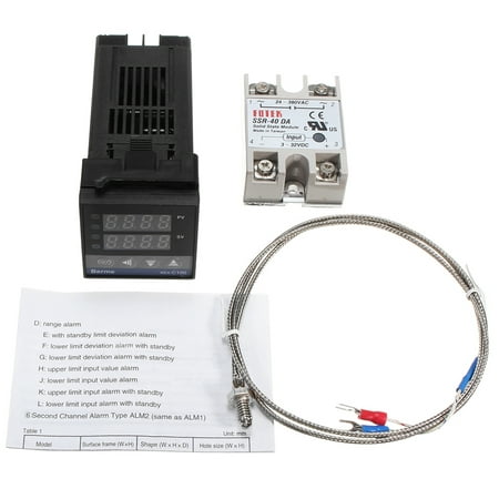Image of Andoer Digital LCD PID REX-C100 Controller Set + K Thermocouple + Max.40A SSR
