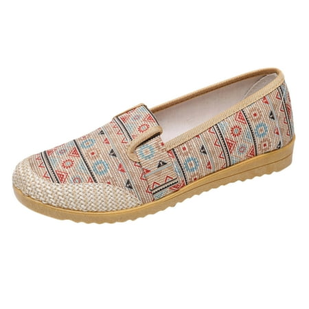 Fashion Four Season Women Casual Shoes Flat Bottom Non Slip Round Toe Cloth Upper Breathable And Comfortable Womens Casual Shoes Size 8 Wide Womens Summer Shoes Size 8 Home Sandals for Women Womens
