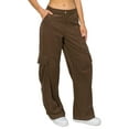 thumbnail image 2 of Cali1850 Women’s Corduroy Wide Leg Cargo Pants Low Rise Casual Multi Pockets Streetwear Trousers, 2 of 4