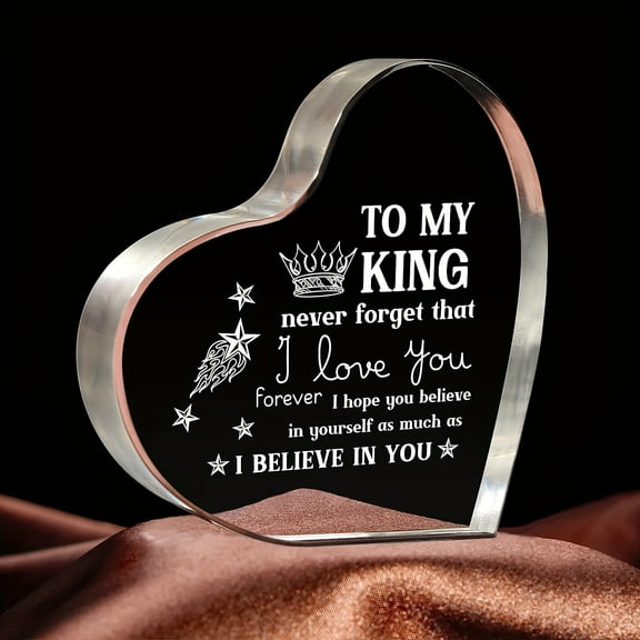 [Valentine'S Day Gift] Valentine'S Day Unique I Love You Mens Keepsake Acrylic To My King (4 X4 X0.4 In) - Birthday Gifts For Boyfriend, Husband Gifts, Anniversary Valentines Day Gifts For Him