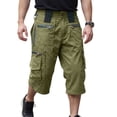 thumbnail image 3 of Nestiefly Men's Cargo Shorts Casual Twill Elastic 3/4 Capri Pants Below Knee Long Shorts with Multi Pockets Light Green 4XL, 3 of 8