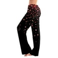 thumbnail image 2 of Valentine Day Sleep Pants for Women Cute Heart Print Pajamas Womens Pajama Pants Soft Wide Leg Lounge Pants for Home Wear Black M, 2 of 6