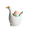 White, variant on chaungfeng Cute Ceramic Duck,Cup Holder Funny Goose Figurine Hard Boiled Egg Stand Porcelain Breakfast Serveware Makeup Sponge Holder Gift (White/Green)(Green)