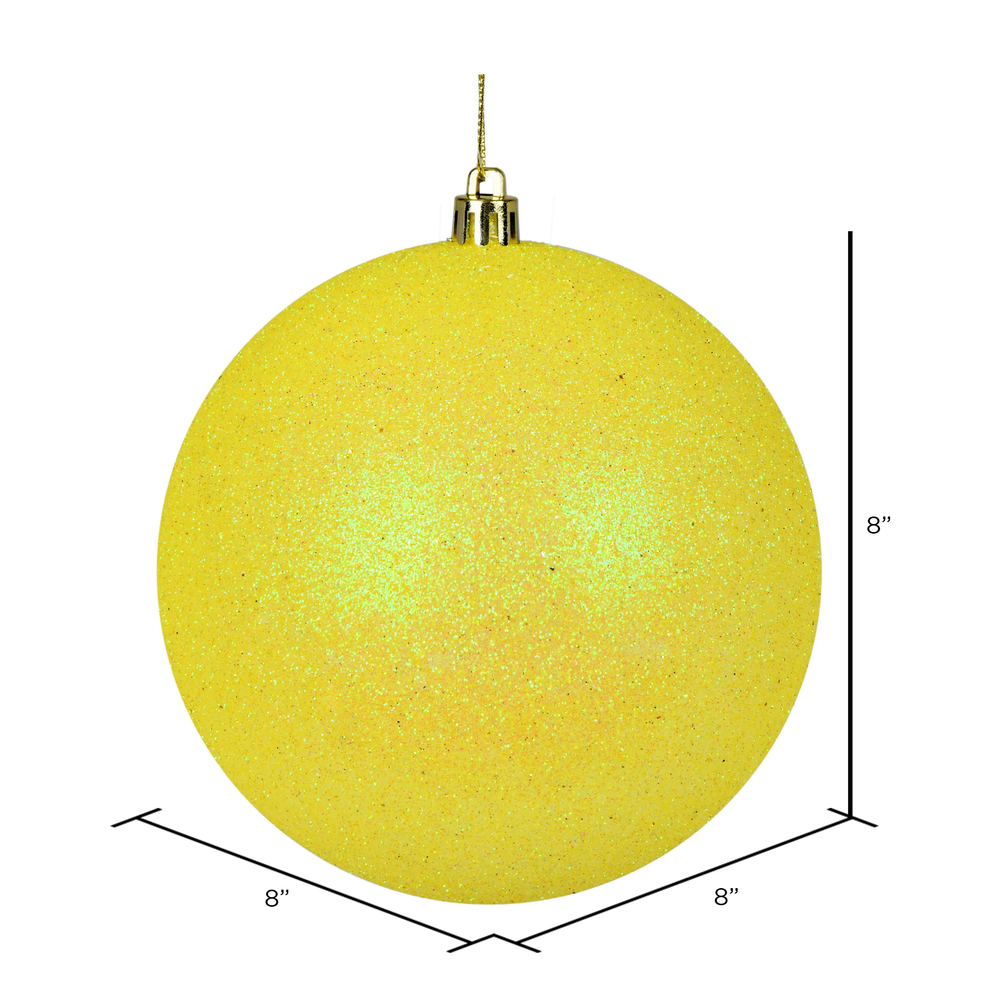 Vickerman 8" Contemporary Plastic Ball Ornament in Glitter Yellow
