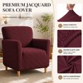 thumbnail image 2 of SHANNA Banquet Armchair Slipcovers, Knitted Jacquard Sofa Chair Covers with Arms for Living Room, NonSlip Dog Pet Friendly Furniture Protector, Jacquard - Burgundy, 2 of 10