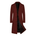 thumbnail image 7 of Fnooota Peacoats for Men, Single Breasted Business Lapel Collar Mid-length Mens Wool Coats Wine Size 2XL, 7 of 7