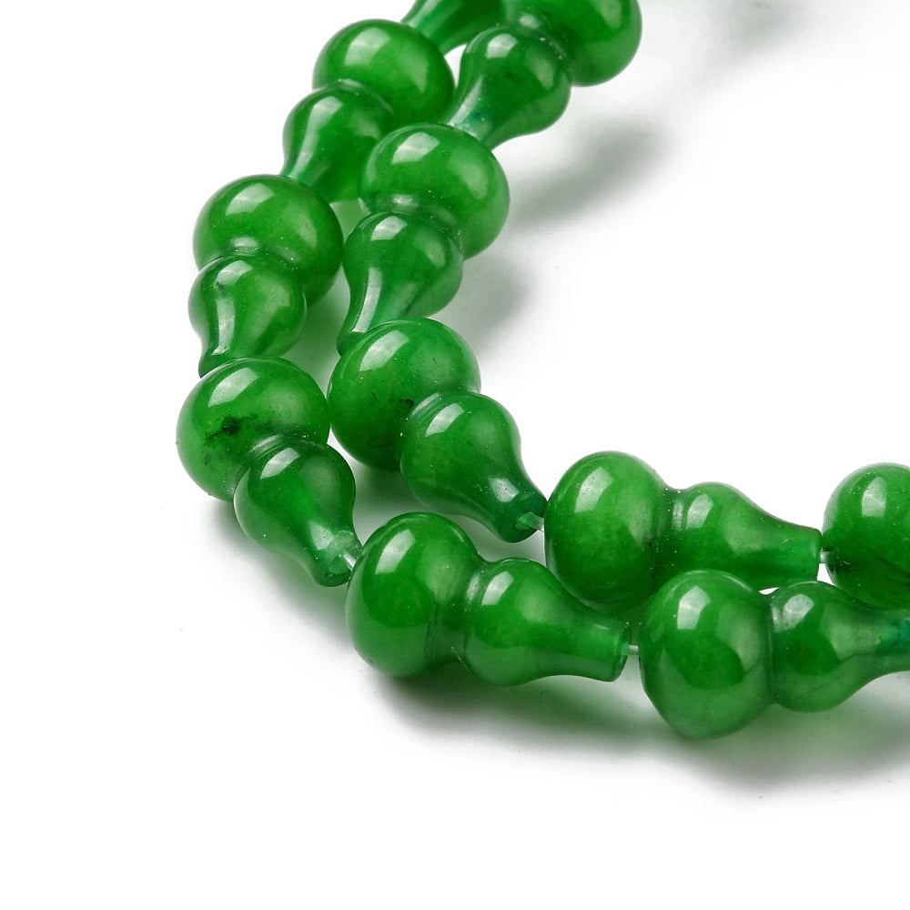 2Strand Natural White Jade Beads Strands Dyed Gourd Green 17.5~18.5x9.5~10mm Hole: 1.2mm about 23~24pcs/strand 16.14~16.34 inch(41~41.5cm)