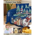thumbnail image 4 of Blue Christmas Sofa Couch Covers for Dogs, Washable Sofa Throw Cover Single Slipcovers for Armchair with Tassels, Xmas Snowman Tree Snowflake Couch Protector Towel Blanket M 71''x91'', 4 of 8