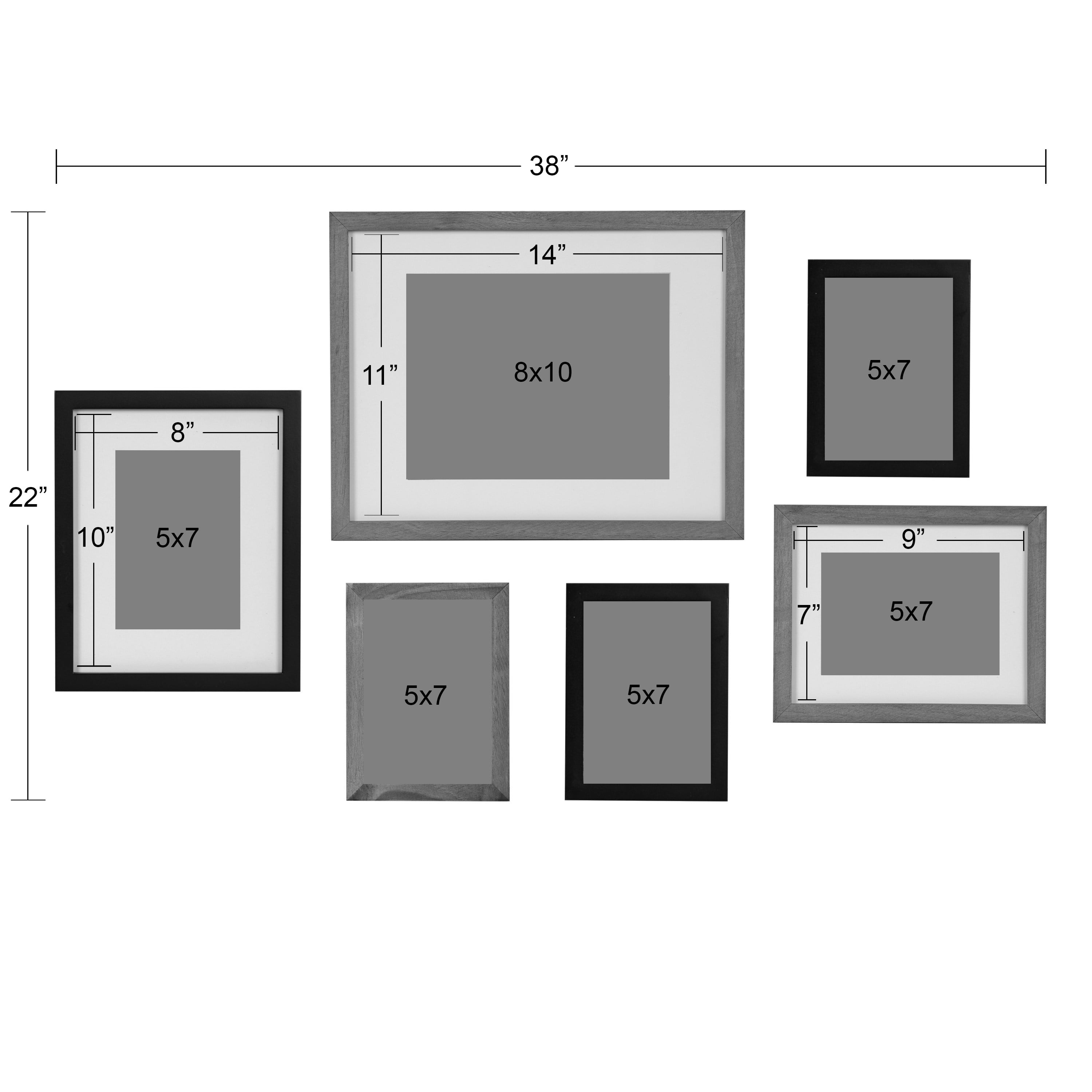Kate and Laurel Gallery Transitional Frame Set, Set of 6, Rustic Brown and Black, Sophisticated Wooden Picture Frames With Multiple Sizes Included