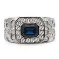 thumbnail image 3 of Anillo Color Plata Para Hombres de Acero Inoxidable Zafiro Corte Esmeralda con Pepita, 3 of 5