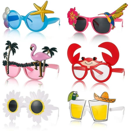 6 Pairs Novelty Party Sunglasses, Funny Hawaiian Sunglasses, Beach ...