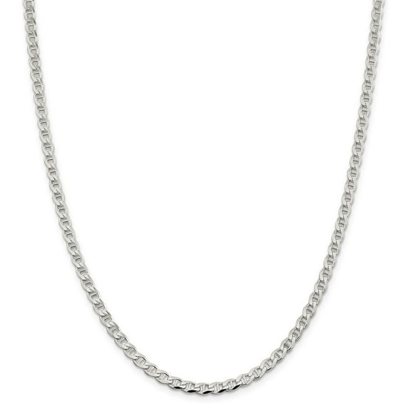 Sterling Silver 4.15mm Flat Anchor Chain Necklace - 11.2 Grams - 18 Inch
