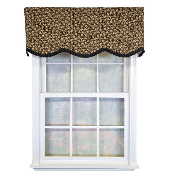 RLF Home 100% Cotton Flemington Provance Fully lined Windows Rod Pocket Valance 50" x 15" Black
