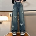 thumbnail image 6 of TOWED22 Jeans for Girls Wide Leg Baggy Denim Pants Cute High Waisted Trousers Kids Casual Y2k Streetwear with Pockets Blue,10-11 Y, 6 of 9